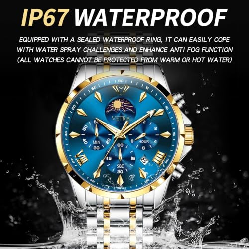 Vetra Watch for Men Skeleton Business Dress Stainless Steel - Product Imagery