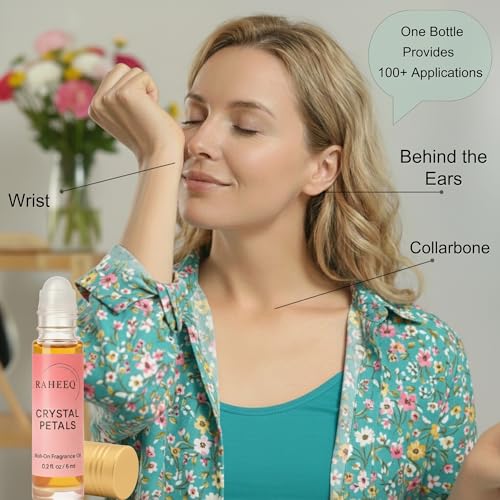 Crystal Petals Perfume Oil Roll-On – Long Lasting Jasmine & Rose - Product Imagery