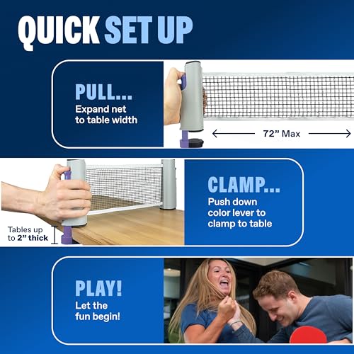 PRO-SPIN Portable Ping Pong Set with Retractable Ping Pong Net - Product Imagery