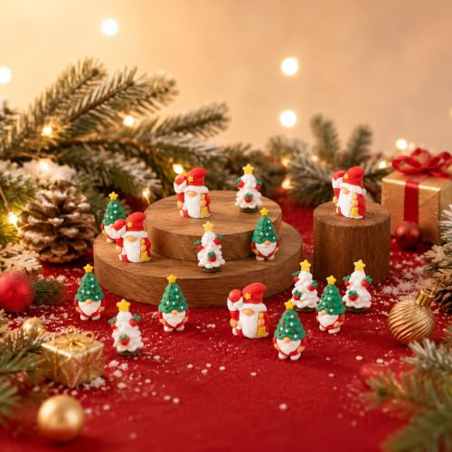 60 Pcs Mini Christmas Gnomes Figurines, Tiny Gnomes Figures for - Product Imagery