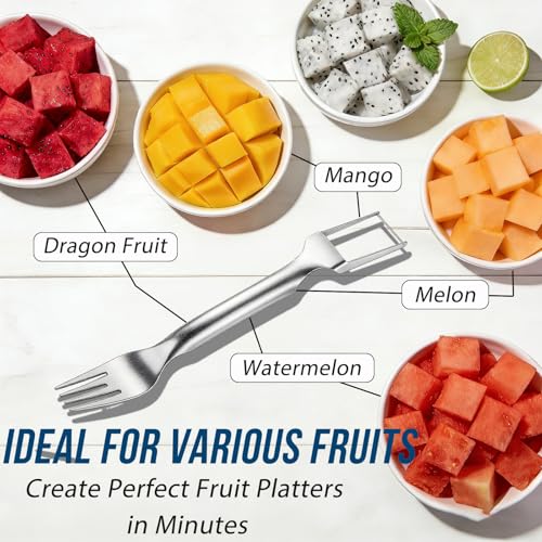 Watermelon Cutter Slicer,2-in-1 Stainless Steel Fruit Fork for - Product Imagery