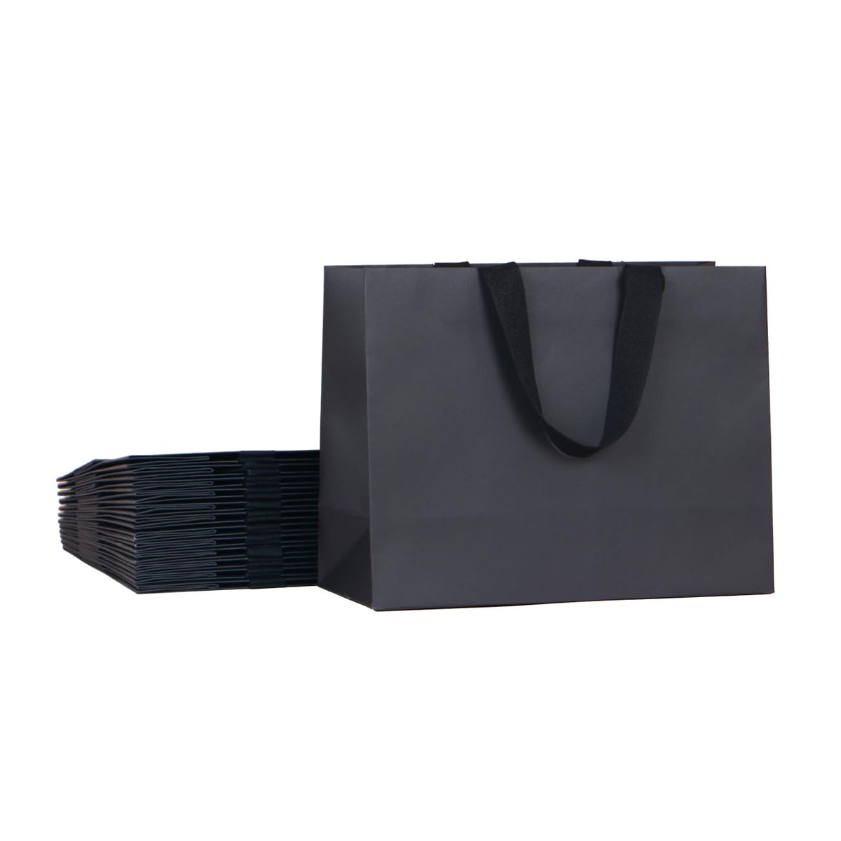 12pcs 11 8x4 7x9 Medium Size Black Paper Bags with Black - PAPERIST Official Imagery - 1