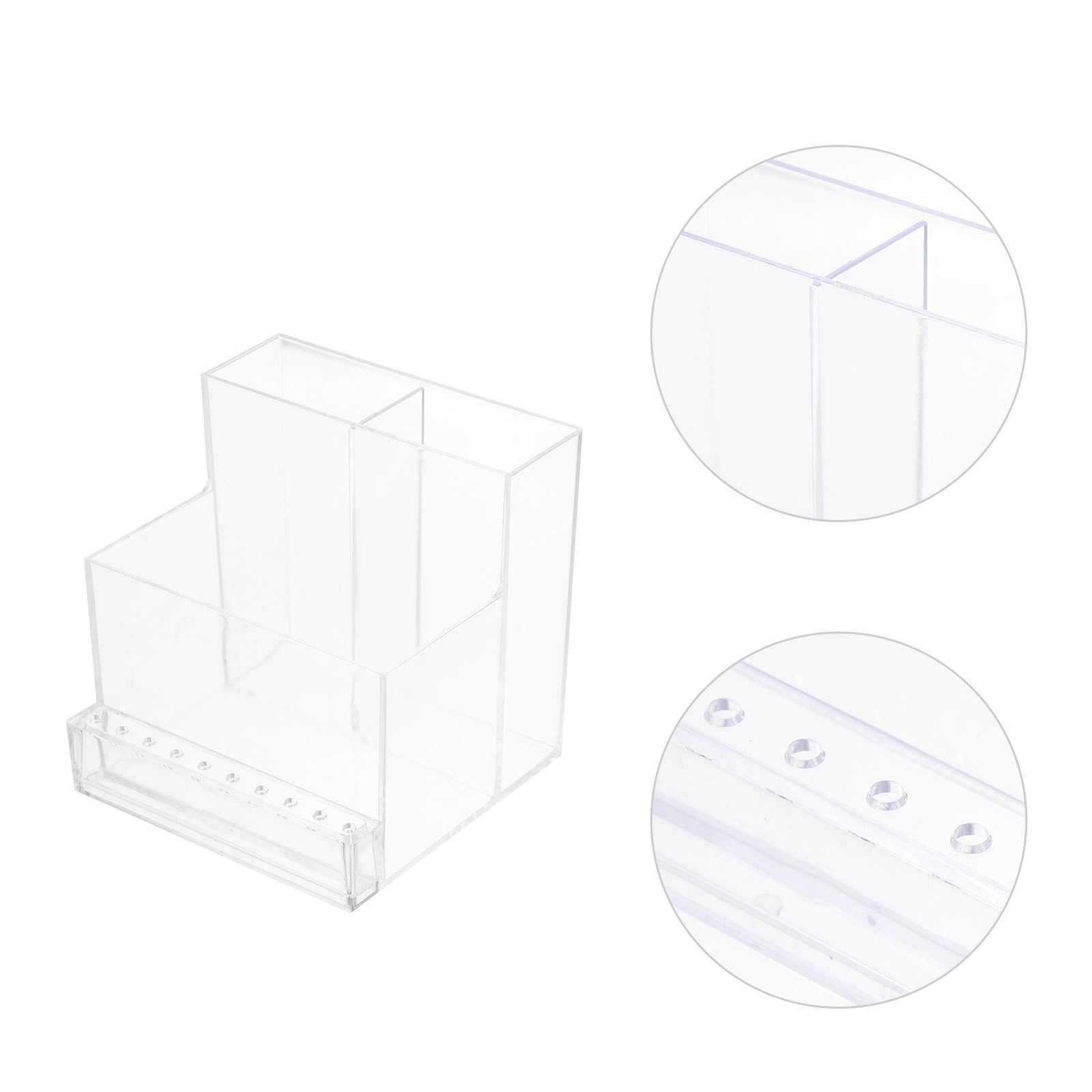 HEATSHAKING nail tool storage caddy with compartments, acrylic manicure organizer for nail care and makeup accessories.