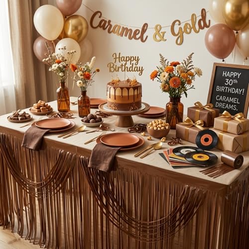 Anderson's Vinyl Brown Fringe, 15" x 10' Shiny Decorative Trim - Product Imagery