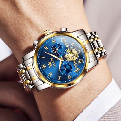 OLEVS Mens Watches Waterproof Stainless Steel Adjustable - Product Imagery