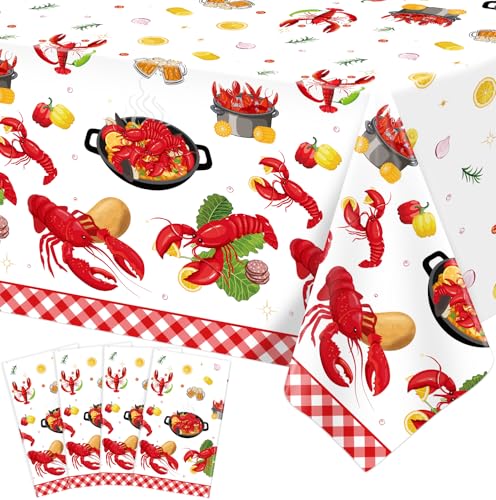 4 Pack Crawfish Boil Party Tablecloth, 51 x 86 Inches - Product Imagery