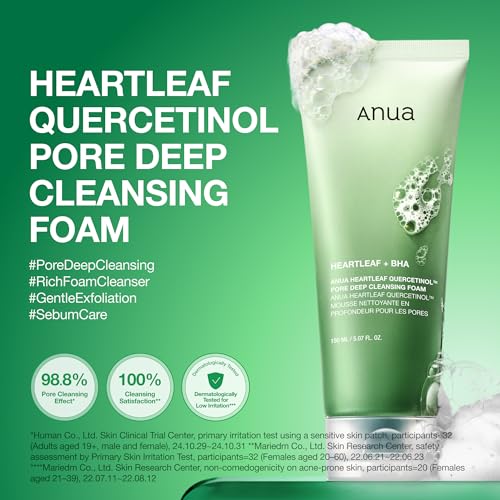 Anua Heartleaf Quercetinol Pore Deep Cleansing Foam, 5.07 fl.oz - Product Imagery
