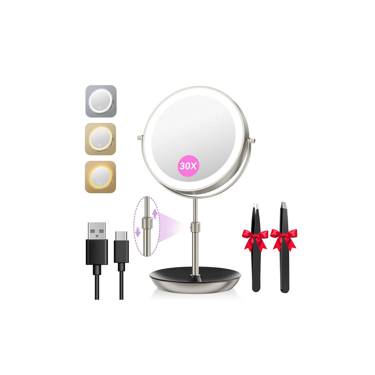 Auxmir 9 1X 30X Lighted Makeup Mirror Rechargeable - Auxmir Official Imagery - 2