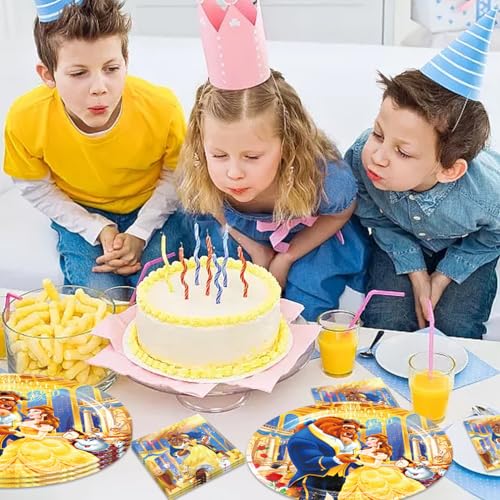 40Pcs Beauty and the Beast Party Supplies 20 plates, 20 napkins - Product Imagery