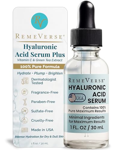 RemeVerse Hyaluronic Acid Serum - 100% Pure Formulation for - Product Imagery
