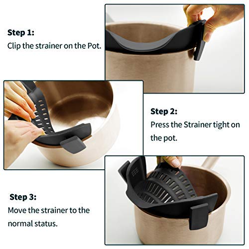 AUOON Clip On Strainer Silicone for Pots, Standard 8.86 x - Product Imagery