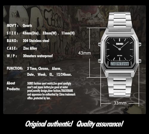 Gosasa Unisex Military Analog Digital Watch, LED Chronograph - Product Imagery