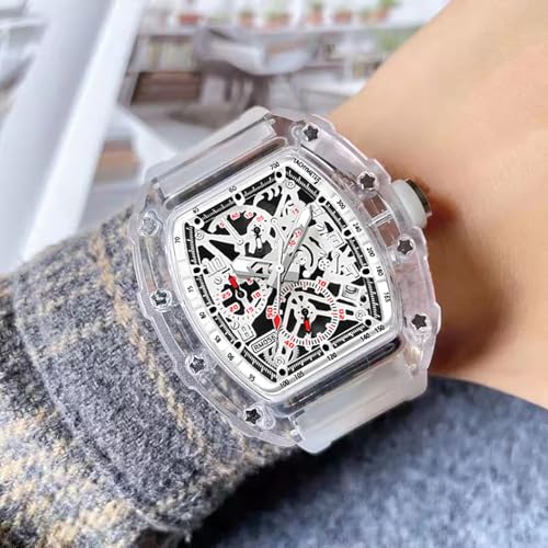 BESTKANG Fashion Hollowed Men Watches Transparent Tonneau Analog - Product Imagery