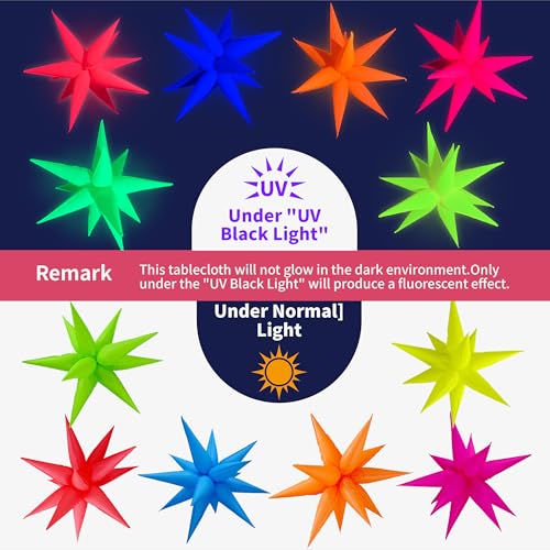 6Set 72Pcs UV Neon Glow Balloon Neon Foil Explosion Star - Product Imagery