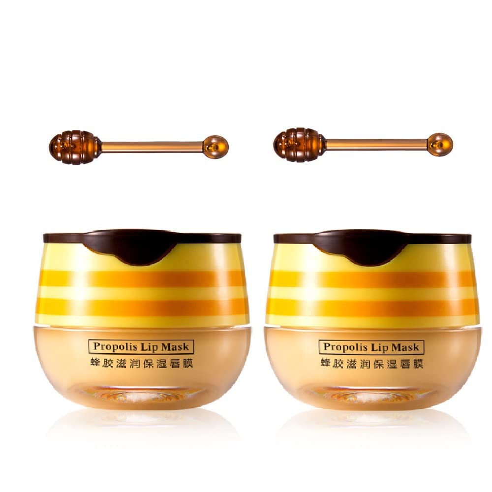 Krajiyya 2PCS Bee Balm Honey Pot,Propolis Moisturizing Lip Mask,Hydrat - View 5