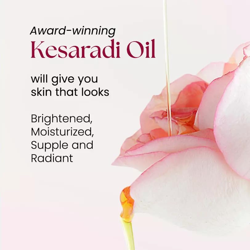 iYURA Kesaradi Face Oil by The Ayurveda Experience with saffron, natural ingredients, and a dropper for brighter, radiant skin.