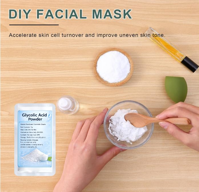 Glycolic Acid Powder 1 Oz/29g – 99% Pure Cosmetic Grade,DIY - Product Imagery