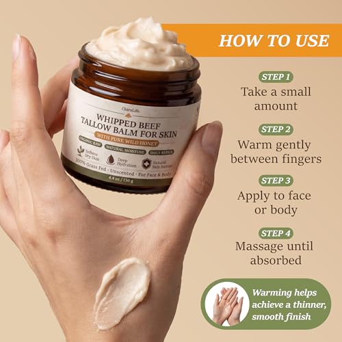 Grass-Fed Beef Tallow for Skin, Whipped Tallow and Honey Balm - Product Imagery