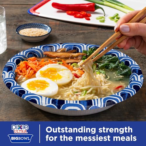 Dixie Ultra Large Paper Bowls, 34 oz Disposable Bowls, 34 Count - Product Imagery