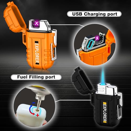 2 Pack Waterproof Lighter Outdoor Windproof Torch Lighters Dual - Product Imagery