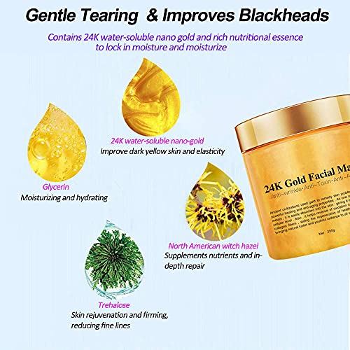24K Gold Peel Off Face Mask, Rejuvenating Collagen Facial Mask - Product Imagery