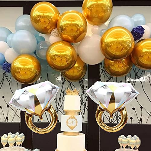 2Pcs Diamond Ring Aluminum Balloon,Wedding Bridal Shower - Product Imagery