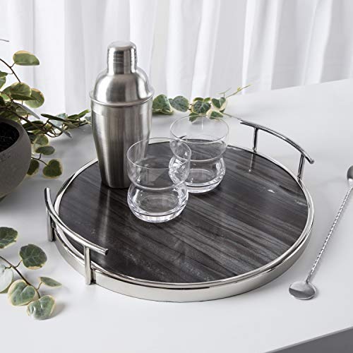 Kate and Laurel Marbury Modern Round Tray, 15 x 14 x 3, Gray - Product Imagery