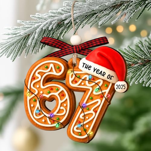 67 Ornament - Gingerbread 6 7 Christmas Ornament - Funny 67 - Product Imagery