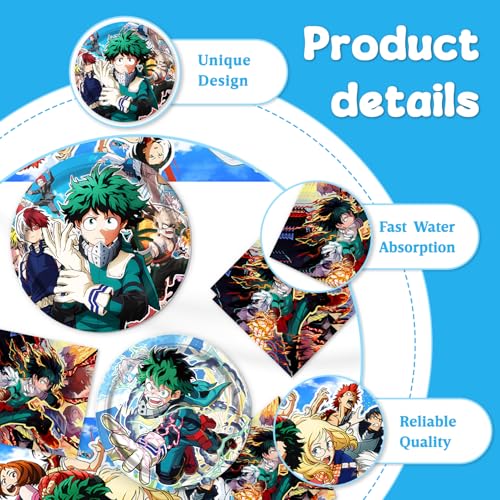 41pcs My-Hero Academy Party Supplies include 10 7'' plates,10 - Product Imagery