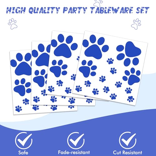 40PCS Blue Paw Print Party Supplies Dog Themed Birthday - Product Imagery
