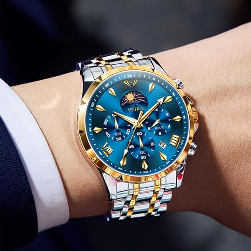 Vetra Watch for Men Skeleton Business Dress Stainless Steel - Product Imagery