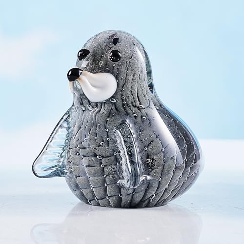 EUSTUMA Hand Blown Glass Seal Figurine,Sea Animal for Fish Tank - Product Imagery