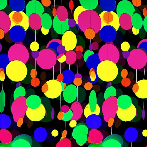 120feet Round Dot UV Neon Garland Hanging Paper Glow in The Dark - Product Imagery