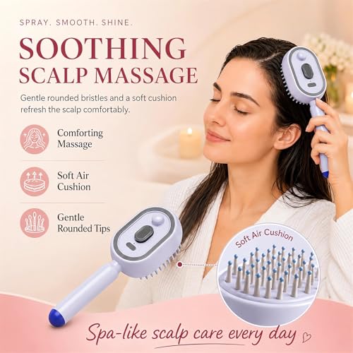 2026 All in One Misting Aqua Detangler Brush Electric Spray Air - Product Imagery