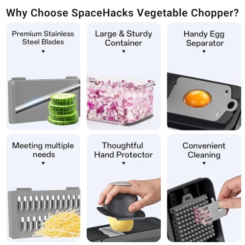 12-in-1 Vegetable Chopper with 7 Blades, Food Veggie Cutter, - Product Imagery