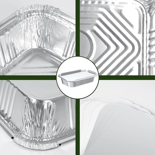 Notwoe® 30 Pack Disposable Aluminum Pans With Lids, 10x7.5 And - Product Imagery
