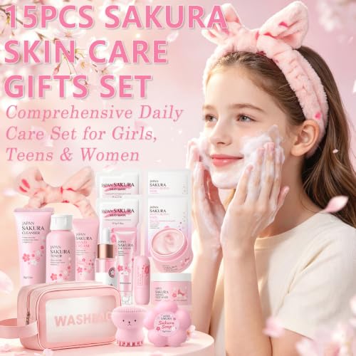 Sakura Skin Care Set for Kids & Teens Girls,15PCS Girls Daily - Product Imagery