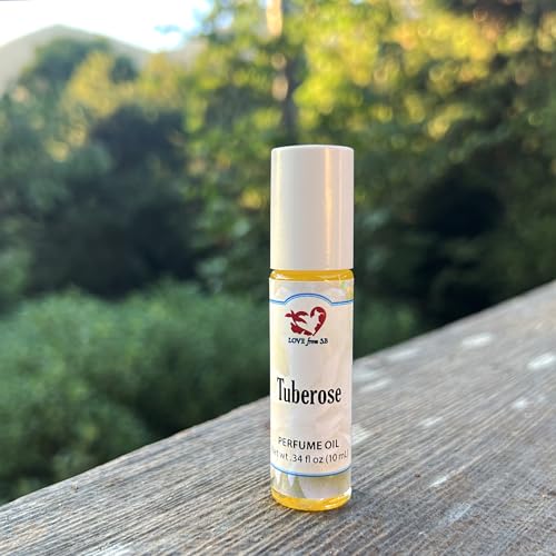 Tuberose Perfume Oil | .03 oz/10 ml Roll On Bottle with Organic - Product Imagery