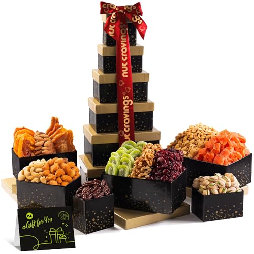 NUT CRAVINGS Dried Fruit Mixed Nuts Black Gift Tower 12 - Nut Cravings Official Imagery - 1