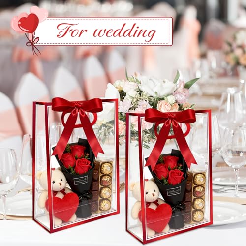 12 Pcs Clear Gift Bags with Handles, 7.1"x10.2"x3.2" Party Favor - Product Imagery