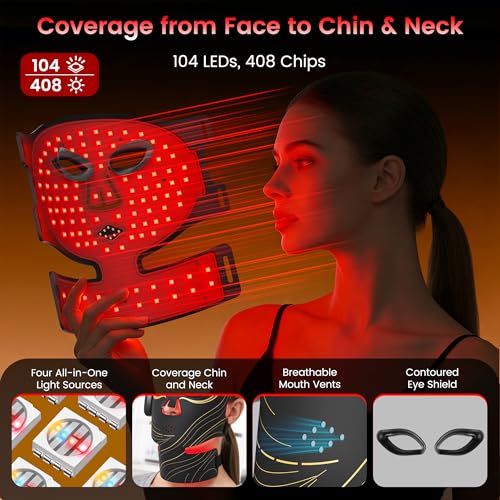 Wireless Red Light Therapy Mask for Face, Anti-Wrinkle & Acne - Product Imagery