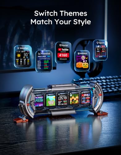 Divoom Times Gate - Cyberpunk Gaming Setup Digital Alarm Clock, - Product Imagery