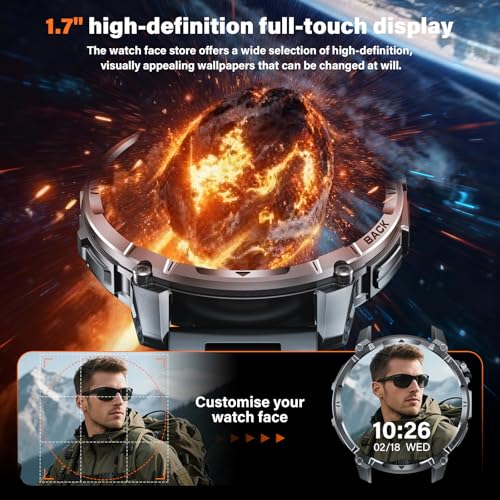 Military Smart Watches for Men (Answer/Make Call), 1.7" HD Mens - Product Imagery