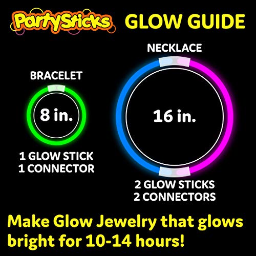 PartySticks Glow Sticks Party Supplies 100pk - 8 Inch Glow in - Product Imagery