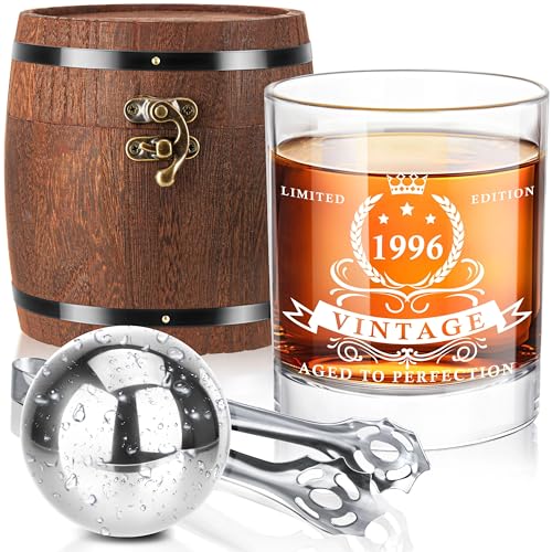 LIGHTEN LIFE 30th Birthday Gifts for Men,1996 Whiskey Glass Set - Product Imagery