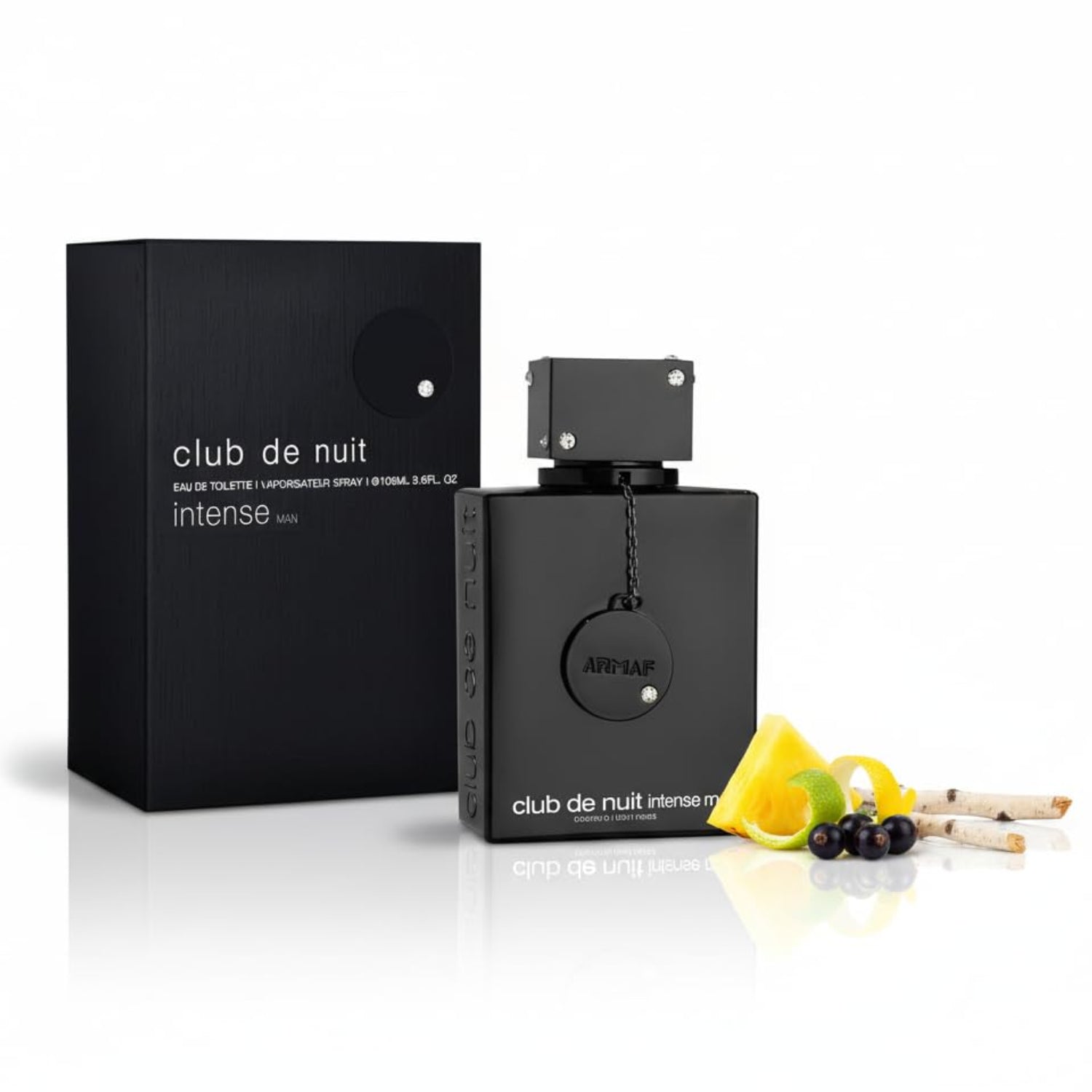 Armaf Club de Nuit Intense men's 3.6 oz Eau De Toilette spray, fragrance bottle with sleek design and silver accents