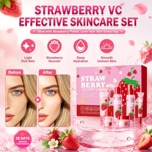 Strawberry VC Skin Care Set,Routine Spa Gift Set for Teen & Kid - Product Imagery