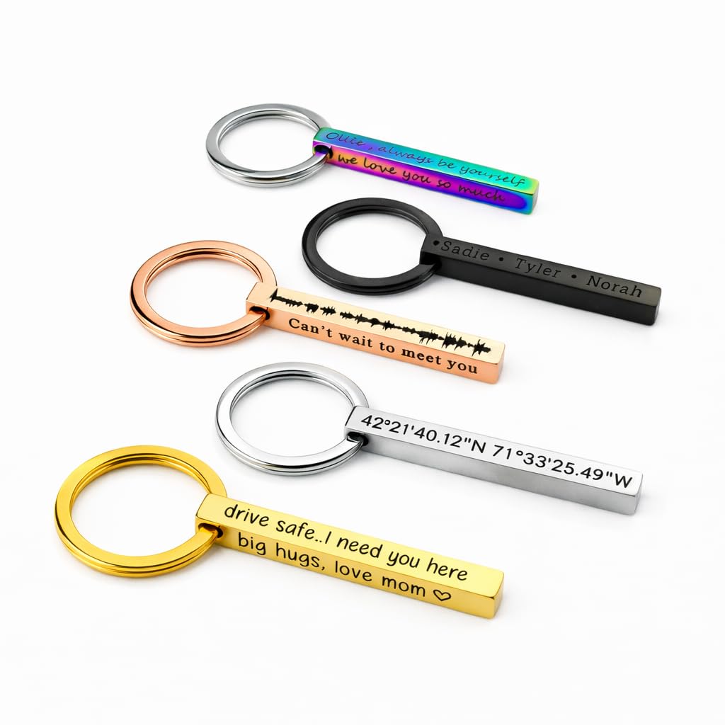 Personalized 3D Bar Keychain with Name Handwriting Photo 4 - Danique Jewelry Official Imagery - 1
