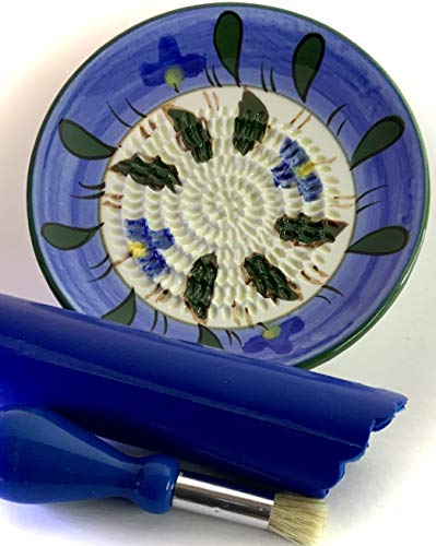 Premium Ceramic Garlic Grater Plate Set - Blue Lavender Plant - Product Imagery