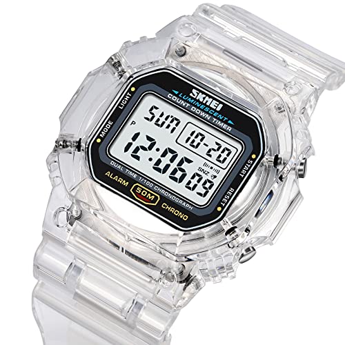 RNONDRY Womens Digital Watch Waterproof Men Clear Watches for - Product Imagery